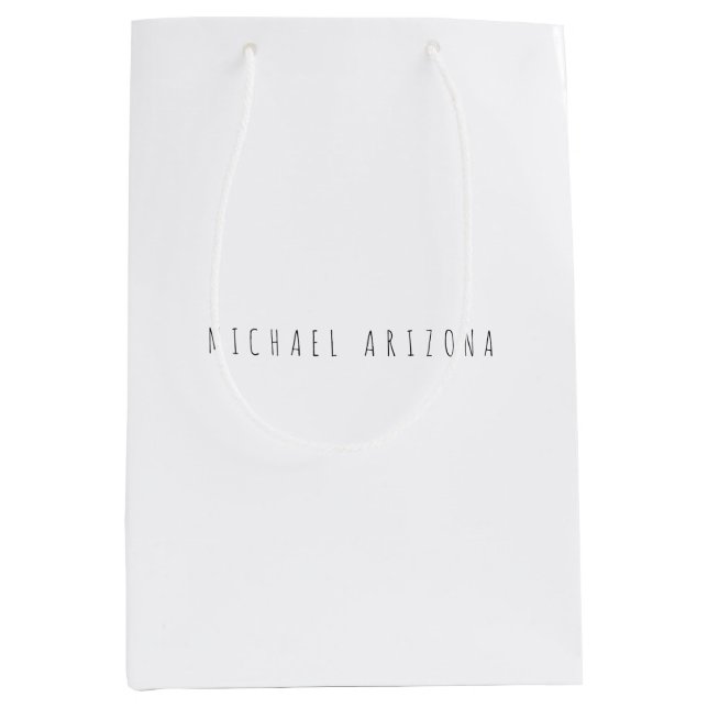 Sac Cadeau Moyen Personnel Moderne Exclusif Ajouter un Nom Minimali (Devant)