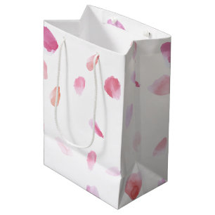 Sac Cadeau Moyen Pétales de rose rose pêche Fleurs Mariage