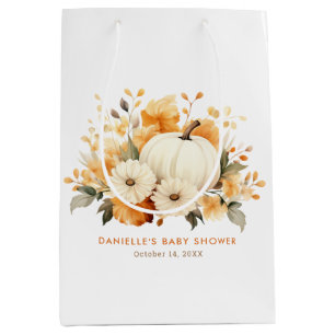 Sac Cadeau Moyen Petit Baby shower botanique fleuri Citrouille