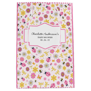 Sac Cadeau Moyen Petite Coccinelle Fille Rose Baby Shower