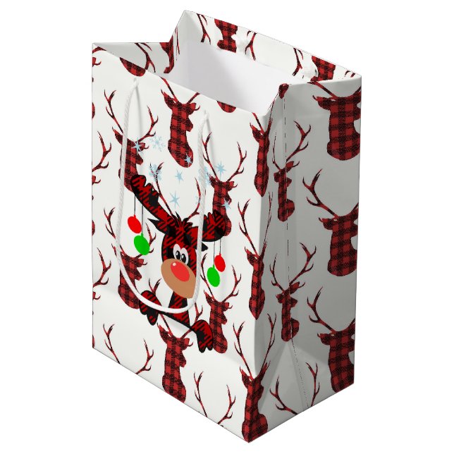 Sac Cadeau Moyen Petite Moose Rouge (Devant Angle)