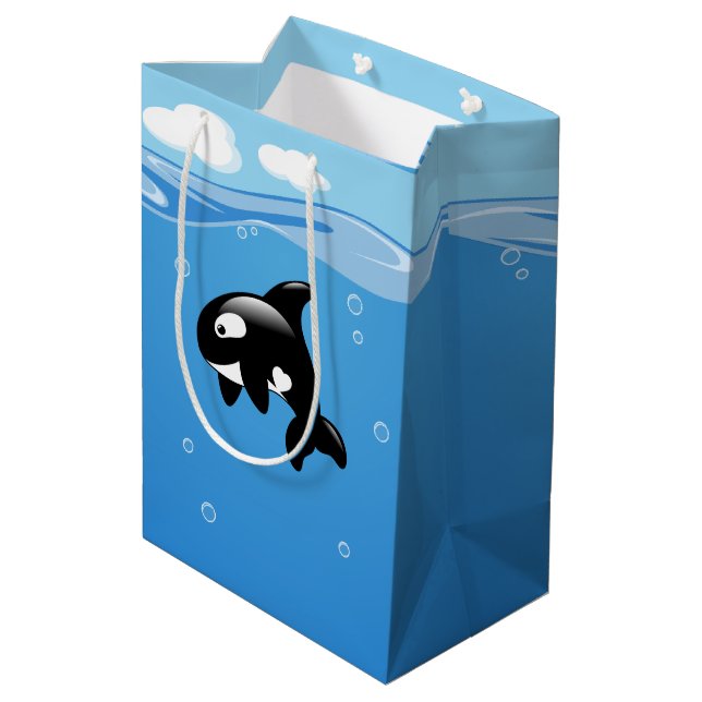 Sac Cadeau Moyen Petite Orca baleine dans l'océan (Dos Angle)
