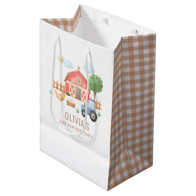 Sac Cadeau Moyen Petits animaux de ferme fête d'anniversaire (Devant Angle)