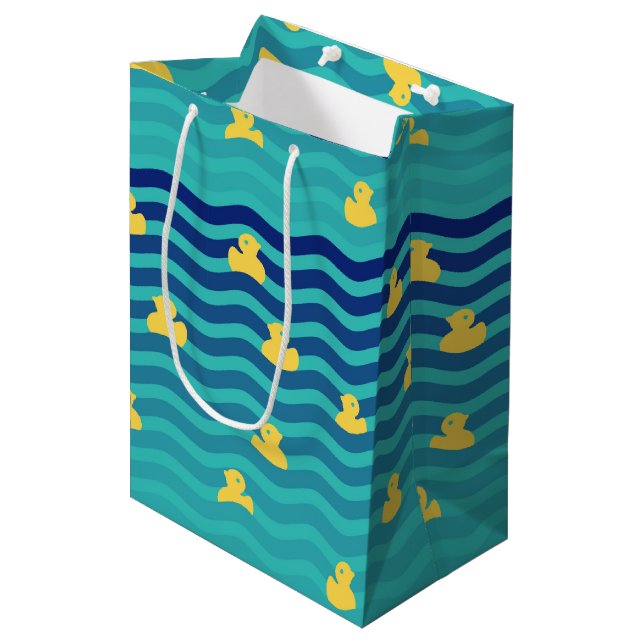 Sac Cadeau Moyen Petits canards jaunes flottants (Devant Angle)