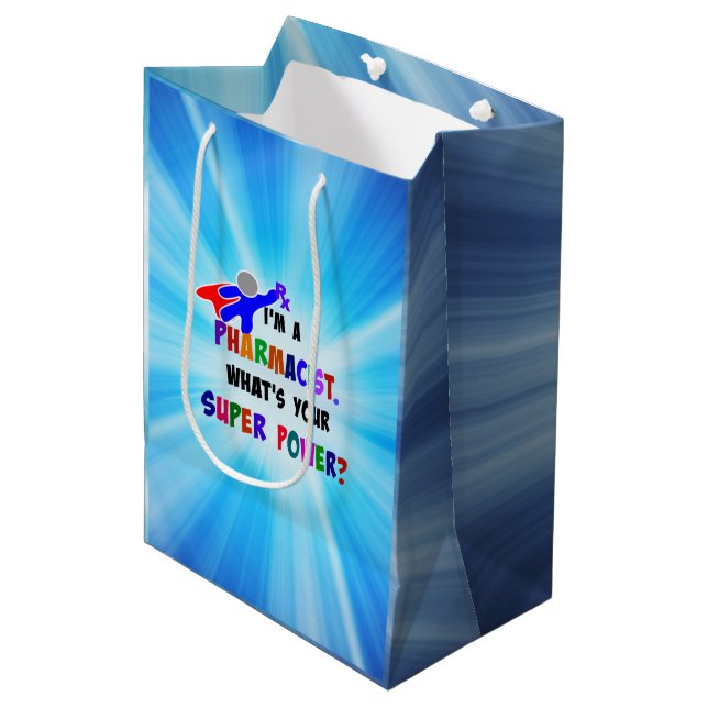 Sac Cadeau Moyen Pharmacien Superhero Conception personnalisée (Devant Angle)