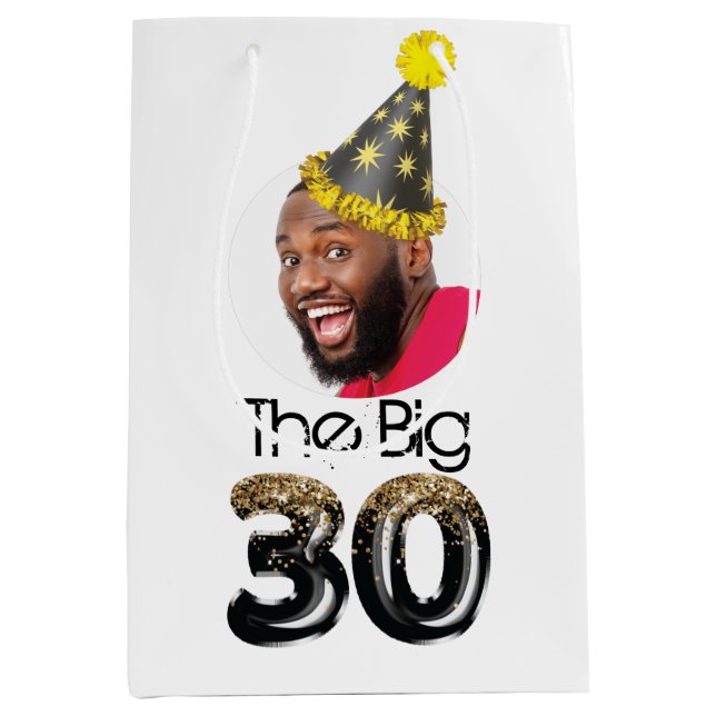 Sac Cadeau Moyen Photo 30e anniversaire moderne personnalisée (Devant)