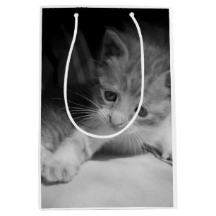 Sac Cadeau Moyen Photo de Kitten noir et blanc