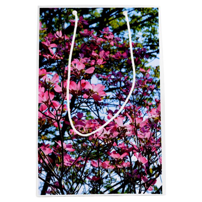 Sac Cadeau Moyen Photo de l'arbre à bois rose (Devant)