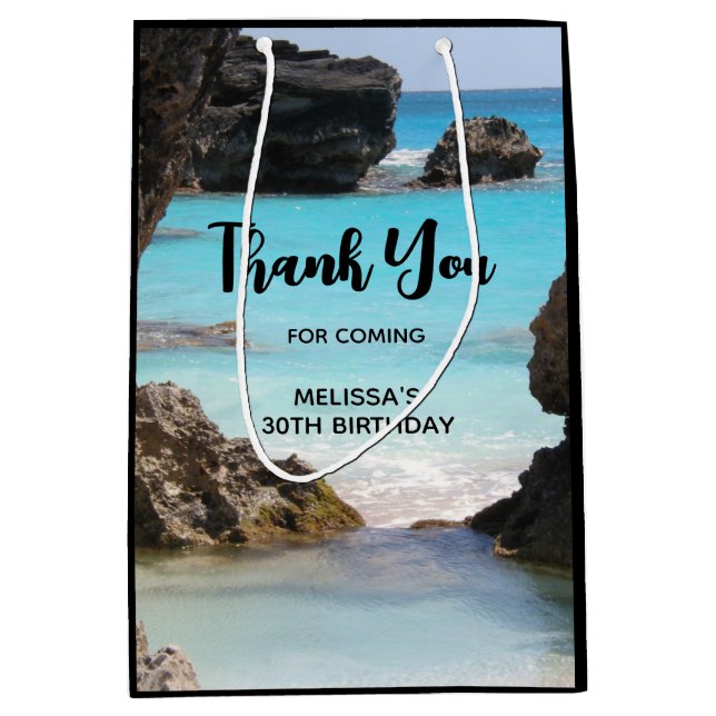 Sac Cadeau Moyen Photo de Tropical Island Coast & Sea Merci (Devant)