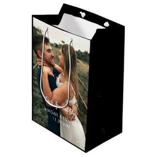 Sac Cadeau Moyen Photo du jour de mariage personnalisé
