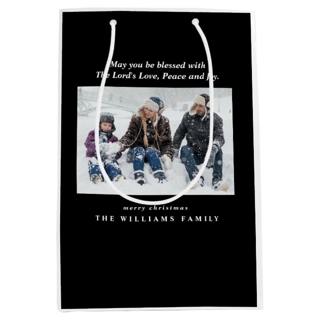 Sac Cadeau Moyen Photo Nativité Bible Verse Christian Christmas (Devant)