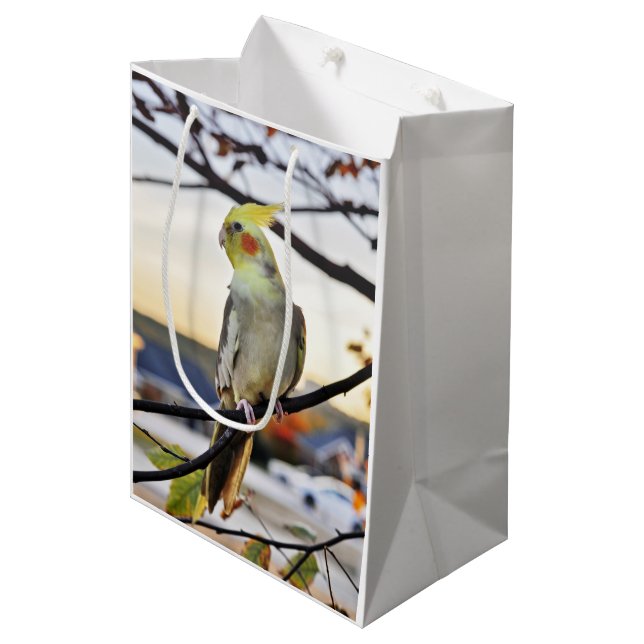 Sac Cadeau Moyen Photographie de profil de Cockatiel (Devant Angle)