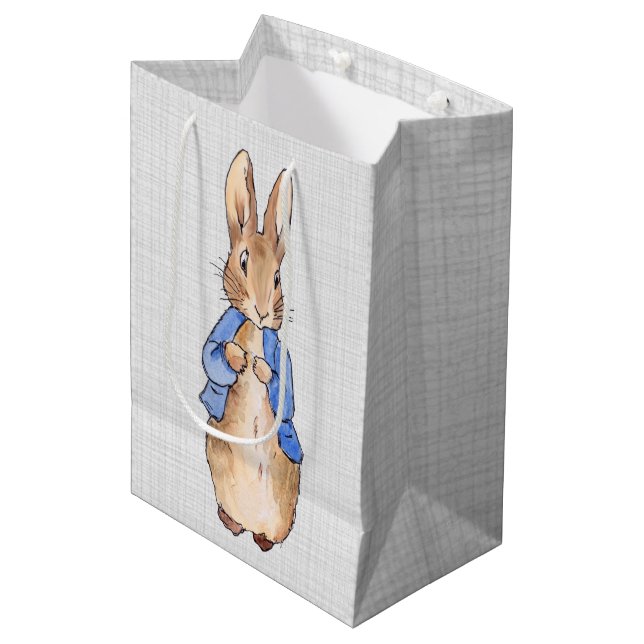 Sac Cadeau Moyen Pierre avec un arrière - plan de lin gris (Devant Angle)