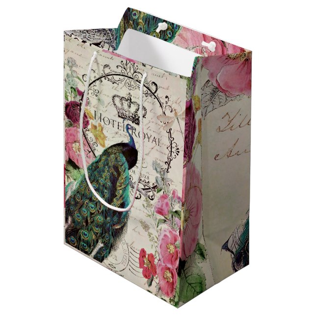 Sac Cadeau Moyen Pierre et fleurs de printemps (Devant Angle)