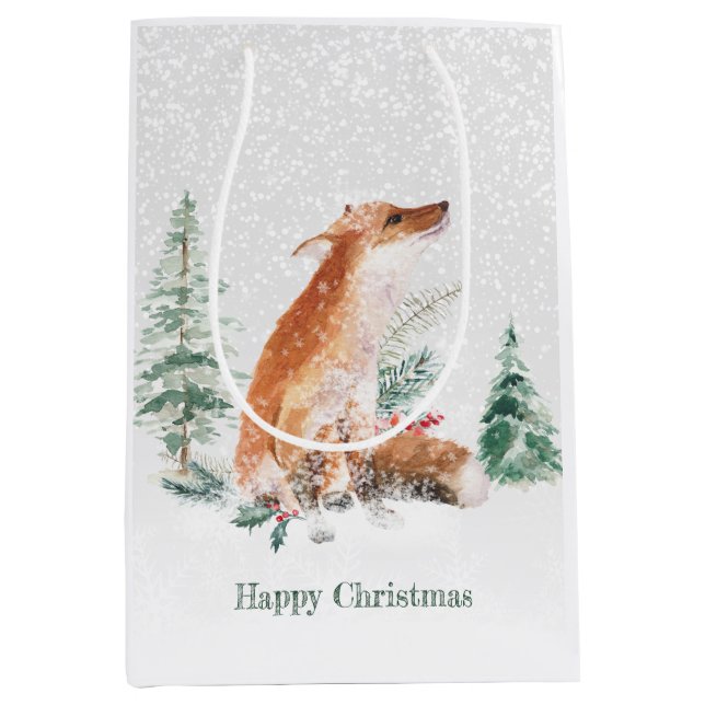 Sac Cadeau Moyen Pinède de renard d'hiver (Devant)