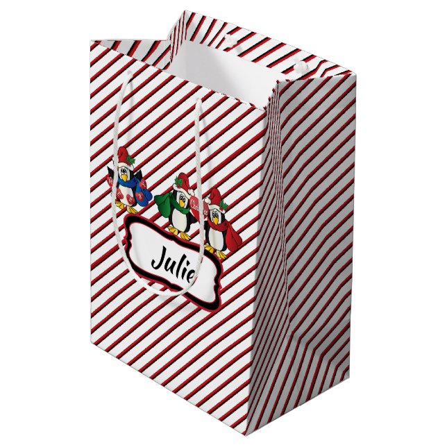 Sac Cadeau Moyen Pingouins adorables mignons de Noël (Dos Angle)