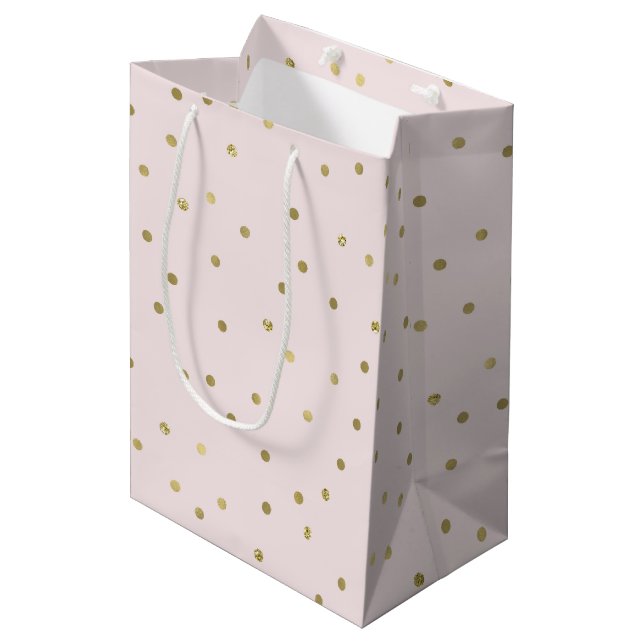 Sac Cadeau Moyen Pink Blush Gold Sparkt Confetti (Devant Angle)