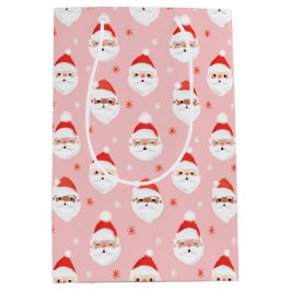 Sac Cadeau Moyen Pink Retro Santa Clause Wrapper Papier