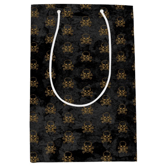 Sac Cadeau Moyen Pirate d'or noir Motif (Devant)