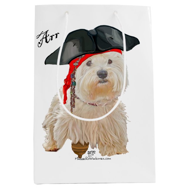 Sac Cadeau Moyen Pirate Westie (Devant)