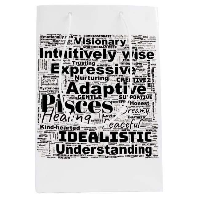 Sac Cadeau Moyen Pisces Mot Cloud Inspiration Zodiaque (Devant)