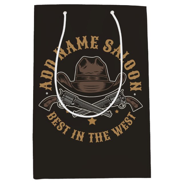 Sac Cadeau Moyen Pistolets de cowboy antiques AJOUTER NOM Saloon du (Devant)