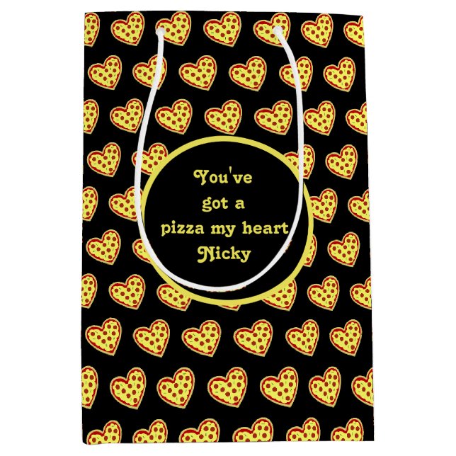 Sac Cadeau Moyen Pizza Mon Coeur (Devant)