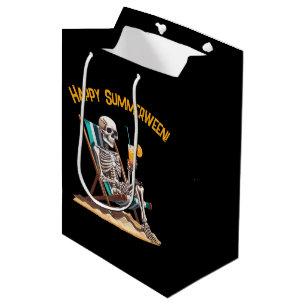 Sac Cadeau Moyen Plage Lounge Squelette Halloween