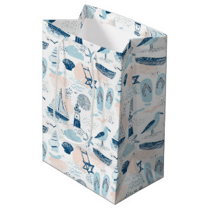 Sac Cadeau Moyen Plage nautique été bleu rose côtier (2)