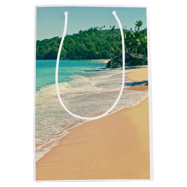 Sac Cadeau Moyen Plage paisible de l'île tropicale (Devant)