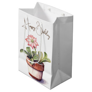 Sac Cadeau Moyen Plante Succulent avec Fleur