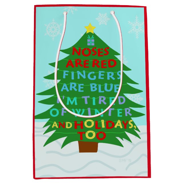 Sac Cadeau Moyen Poème fumiste drôle de Noël de Bah (Devant)