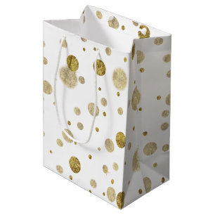 Sac Cadeau Moyen Points fascinants de confettis de Bokeh d'or