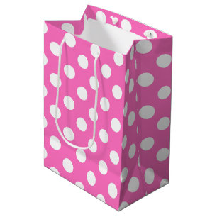Sac Cadeau Moyen pois blancs en rose