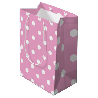 Sac Cadeau Moyen Pois blancs sur rose