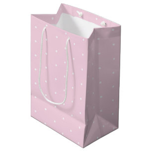 Sac Cadeau Moyen Pois minuscule rose clair blanc mignon motif