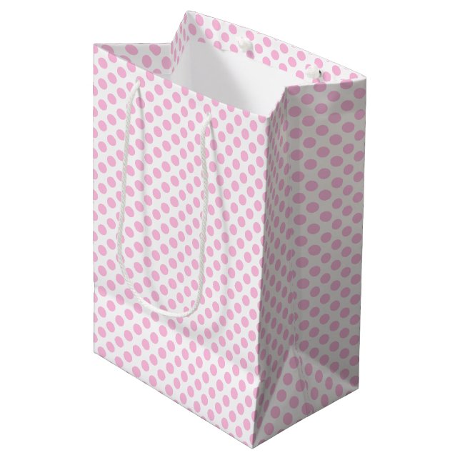 Sac Cadeau Moyen Pois rose avec l'arrière - plan personnalisable (Devant Angle)