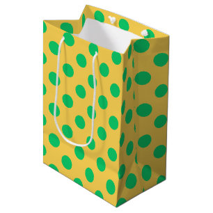 Sac Cadeau Moyen Pois verts sur jaune