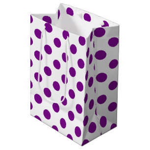 Sac Cadeau Moyen Pois violets et blancs