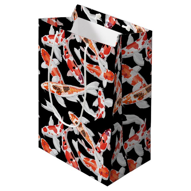 Sac Cadeau Moyen Poisson koi orange et noir (Devant Angle)