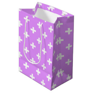 Sac Cadeau Moyen Polka blanche croise sur lilas