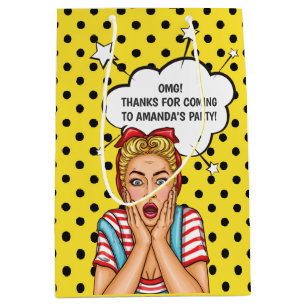 Sac Cadeau Moyen Pop Art Comic Fête d'anniversaire