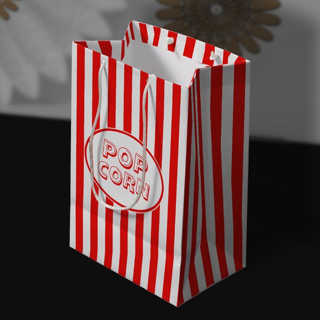 Sac Cadeau Moyen Popcorn À Thème Rouge Et Blanc (Créateur téléchargé)