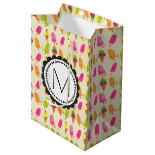 Sac Cadeau Moyen Popsicles et Crème Glacée Monogramme Personnalisé