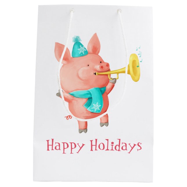 Sac Cadeau Moyen Porc mignon de vacances (Dos)