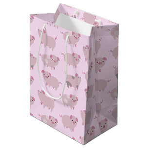 Sac Cadeau Moyen Portes et Motifs pour bébés roses mignons