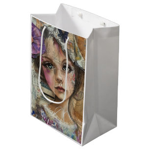 Sac Cadeau Moyen Portrait d'art en collage multimédia (1)