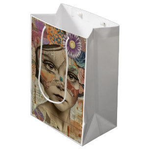 Sac Cadeau Moyen Portrait d'art en collage multimédia (10)