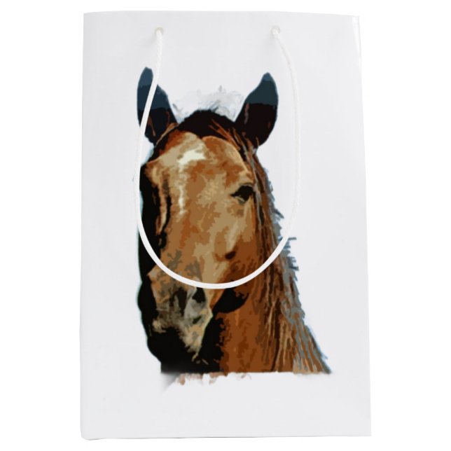 Sac Cadeau Moyen Portrait de cheval (Devant)