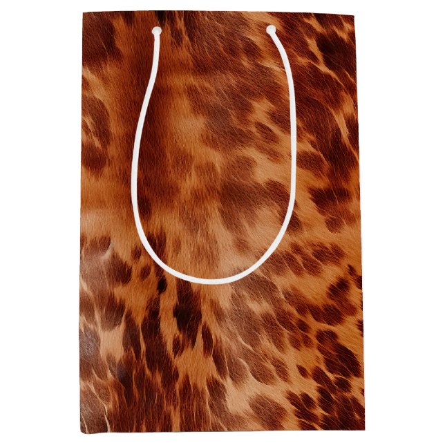 Sac Cadeau Moyen Poster de animal Brown de vache (Devant)
